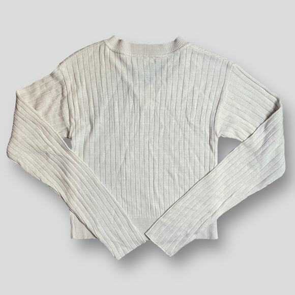 BP NEW LIGHTWEIGHT RIB KNIT CREAM SWEATER PULLOVER JUMPER V-NECK SIZE XS - Picture 1 of 8